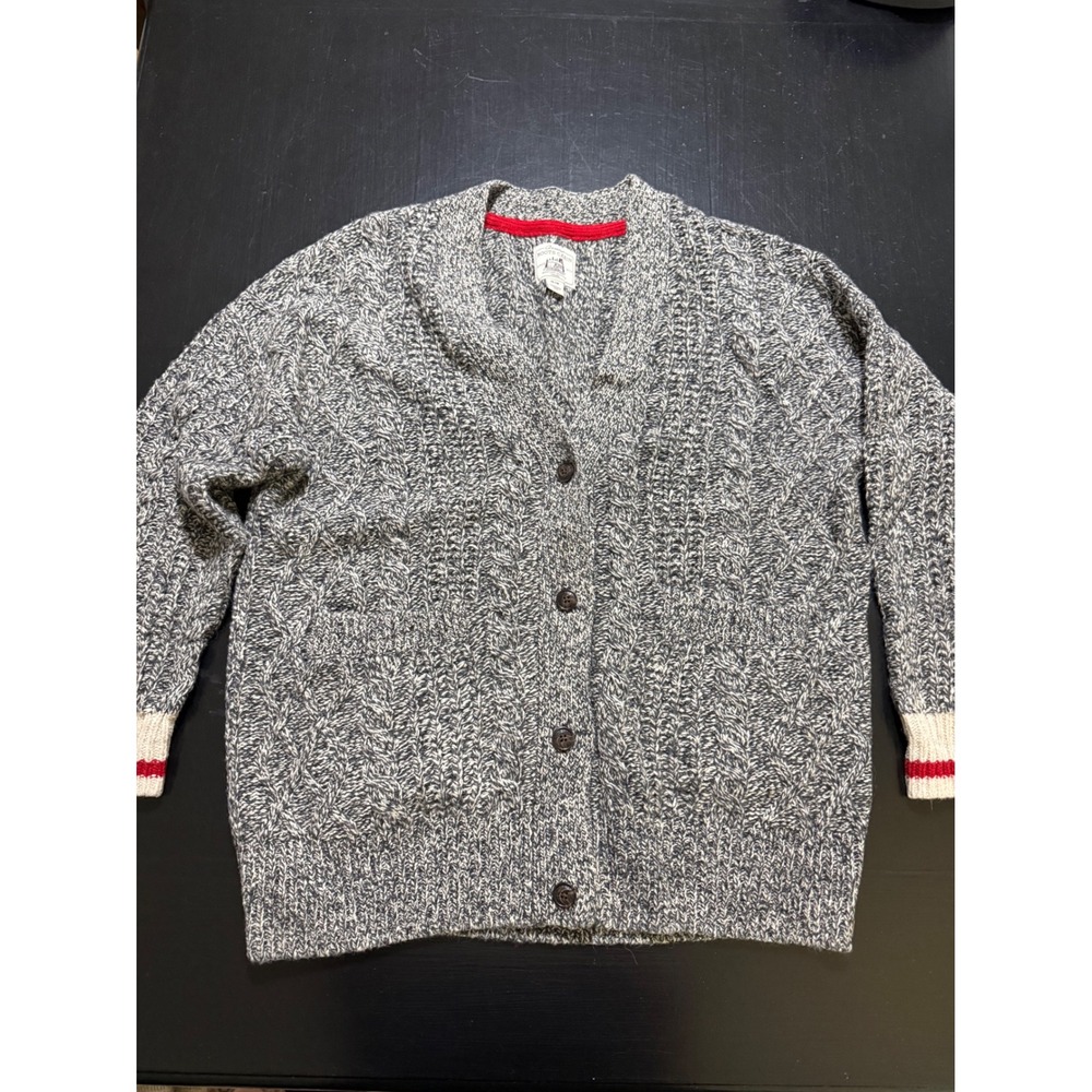 Roots Cabin Grey Cable Knit Shawl Collar Cardigan Sweater Mens Medium